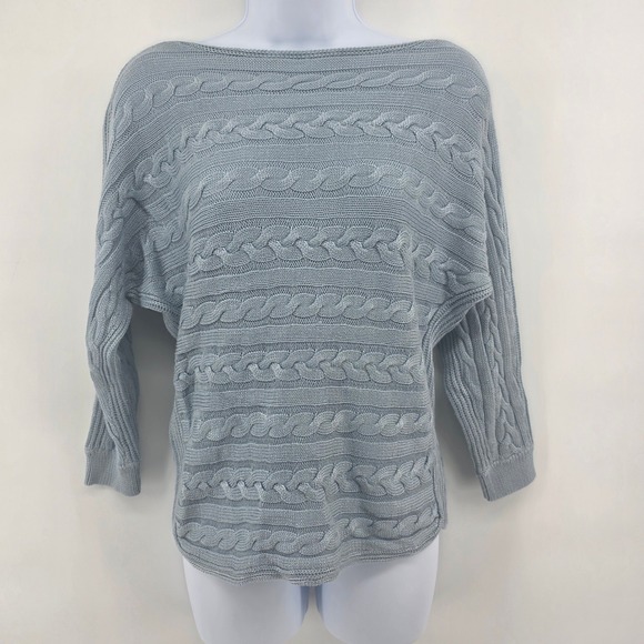 Lauren Ralph Lauren Sweaters - Lauren Ralph Lauren Blue Cable Knit Boat Neck Dolman Sweater S Cotton Viscose